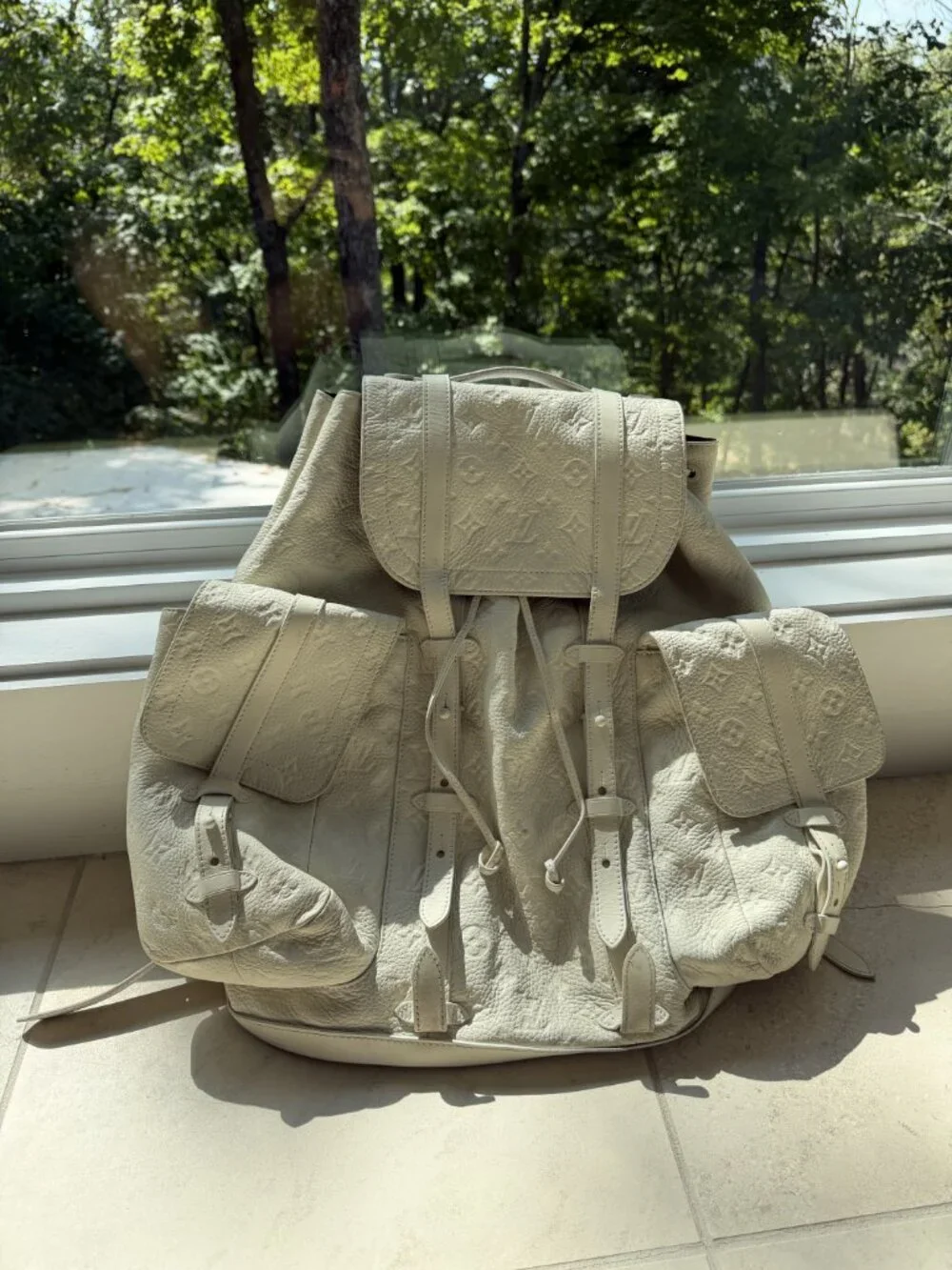 Louis Vuitton Empreinte Leather Backpack White Cream